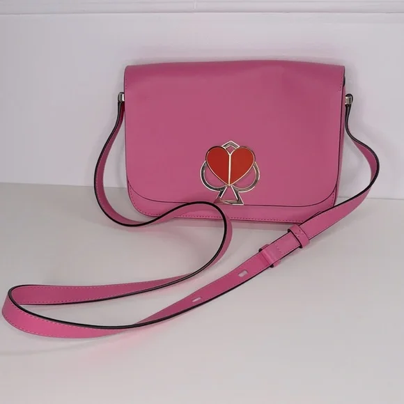 Kate Spade Nicola hot pink leather twistlock medium convertible crossbody - Picture 3 of 17